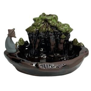 Backflow Incense Burner Old Man Fishing Statue Ceramic Incense Stick Holder